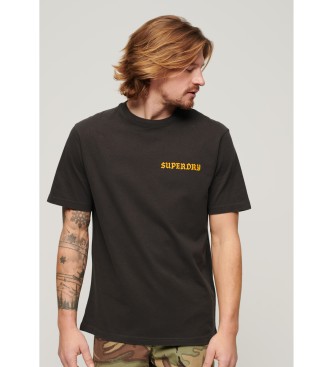 Superdry T-shirt grfica solta com motivo de tatuagem preto