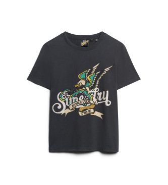 Superdry T-shirt grfica Tattoo Script preta