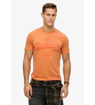 Superdry Workwear orangefarbenes gewaschenes T-Shirt in lockerer Passform