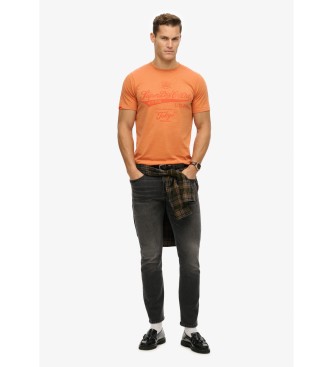 Superdry Workwear orangefarbenes gewaschenes T-Shirt in lockerer Passform