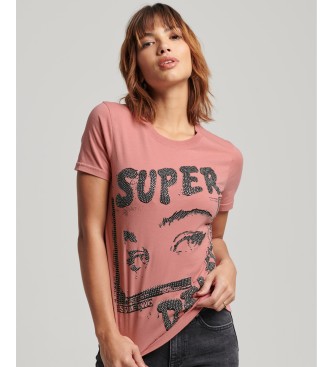 Superdry Camiseta Lo-fi Poster rosa