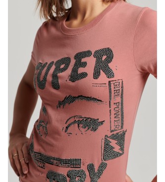 Superdry T-shirt Lo-fi Plakat pink