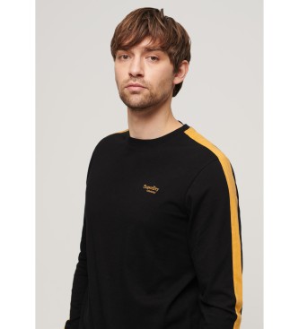 Superdry Camiseta rayas de estilo Retro y logo Essential negro