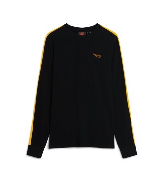 Superdry Koszulka w stylu retro w paski i logo Essential czarna