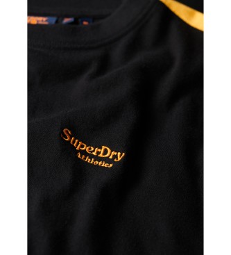 Superdry Črtasta majica in logotip v retro slogu Essential black