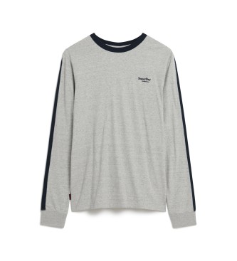 Superdry Camiseta rayas de estilo Retro y logo Essential gris