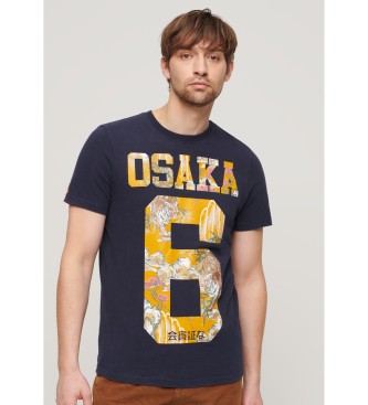 Superdry T-shirt blu navy con riempimento giapponese Osaka 6