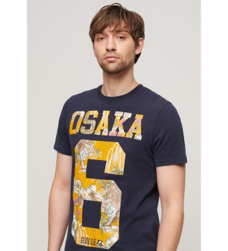 Superdry T-shirt blu navy con riempimento giapponese Osaka 6