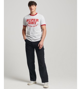 Superdry T-shirt z bawełny organicznej w prążki Vintage Cooper Class szary