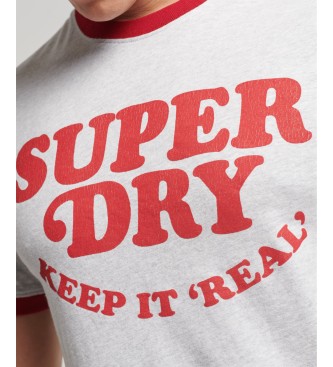 Superdry T-shirt rifinita in cotone biologico vintage Cooper Class grigia