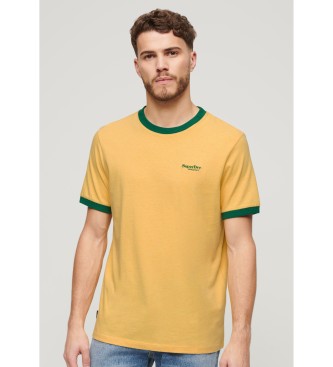 Superdry Ringer-T-Shirt mit Logo Essential gelb