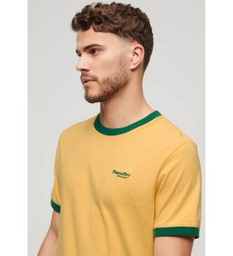 Superdry Ringer T-shirt met logo Essential geel