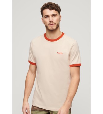 Superdry Camiseta ringer con logo Essential beige