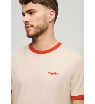 Superdry Camiseta ringer con logo Essential beige