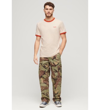 Superdry T-shirt com logtipo da marca Essential ringer bege