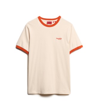 Superdry T-shirt Ringer con logo Essential beige