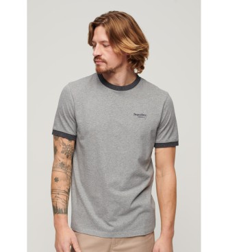 Superdry Camiseta ringer con logo Essential gris