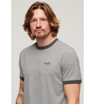 Superdry Camiseta ringer con logo Essential gris