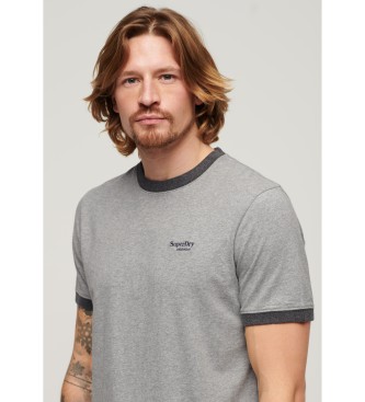 Superdry T-shirt Ringer com logtipo Essential cinzento