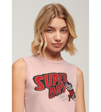 Superdry T-shirt justa com acabamentos Retro cor-de-rosa