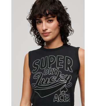 Superdry T-shirt z czarnymi wykończeniami w stylu retro