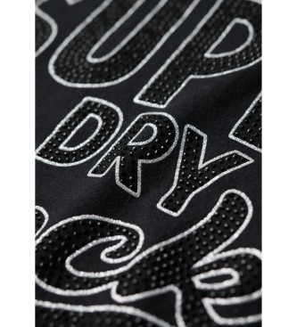 Superdry T-shirt nera decorata in stile retr