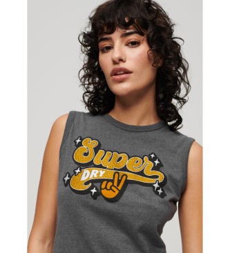 Superdry T-shirt z szarymi wykończeniami w stylu retro