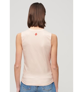 Superdry T-shirt aderente con grafica rosa Sport Luxe