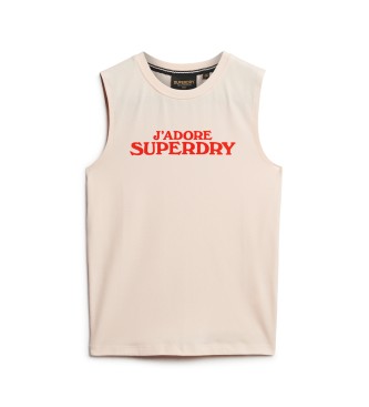 Superdry T-shirt aderente con grafica rosa Sport Luxe