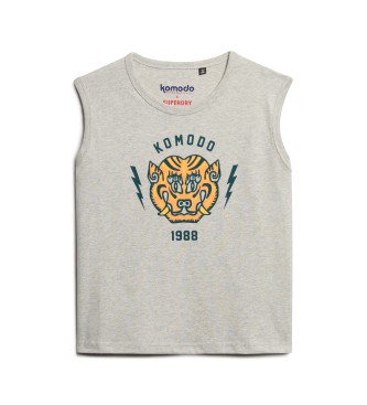 Superdry Komodo Tiger mouwloos T-shirt grijs