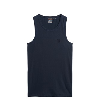 Superdry T-shirt sem mangas de algodo com textura azul-marinho