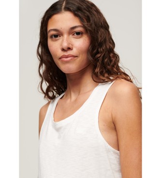 Superdry Sleeveless T-shirt with wide round neckline white