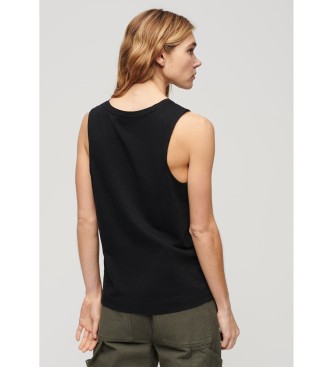 Superdry T-shirt sem mangas com decote redondo largo preto