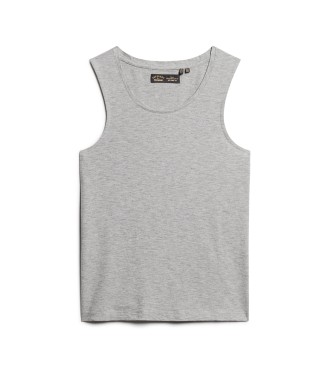Superdry T-shirt senza maniche con ampio scollo rotondo grigio