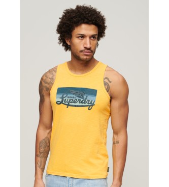 Superdry Koszulka bez rękawów z żółtym logo Cali