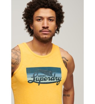 Superdry Majica brez rokavov z rumenim logotipom Cali