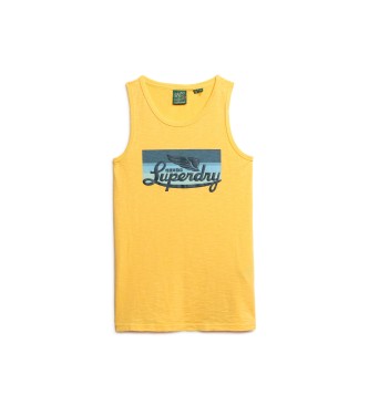 Superdry Mouwloos T-shirt met geel Cali-logo
