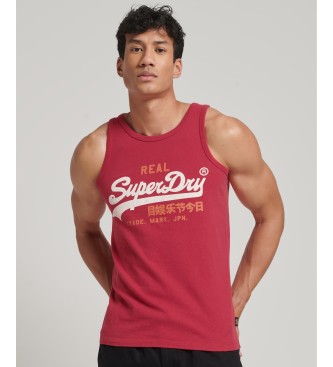 Superdry Sleeveless T-shirt with logo Vintage Logo Heritage red