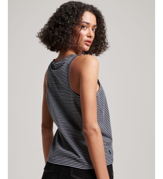 Superdry Organic cotton sleeveless T-shirt with navy Vintage logo stripes