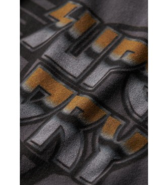 Superdry Graficzna rockowa koszulka bez rękawów w kolorze ciemnoszarym
