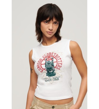 Superdry T-shirt sem mangas Komodo Globe Trotter branco