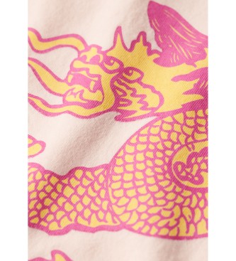 Superdry T-shirt vintage com logtipo rosa Komodo