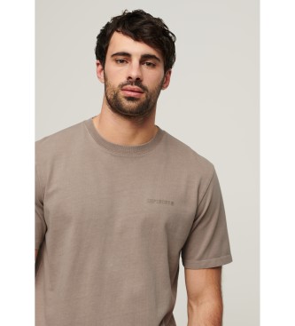 Superdry T-shirt ampia con logo sovratinto color tortora