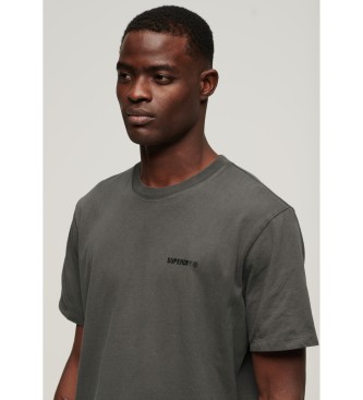Superdry T-shirt solta com logtipo tingido de cinzento