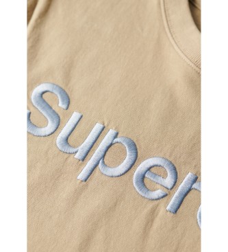 Superdry Square-cut loose T-shirt with beige embroidered Core logo