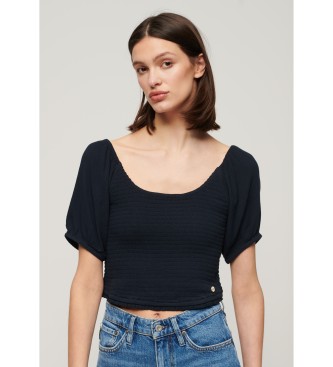 Superdry Navy ruffled knitted T-shirt