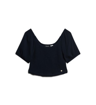 Superdry Navy ruffled knitted T-shirt