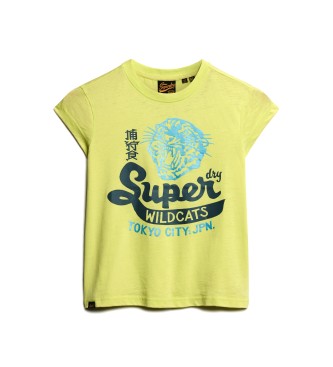 Superdry Varsity Burnout T-shirt geel