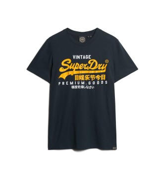 Superdry T-shirt vintage com logtipo bicolor em azul-marinho