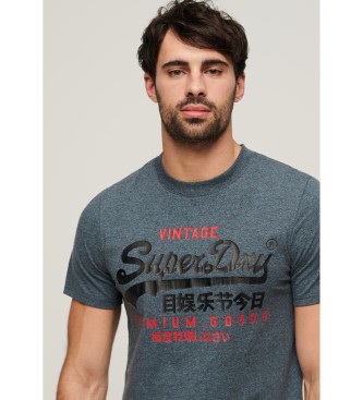 Superdry Vintage-T-Shirt mit zweifarbigem blauem Logo